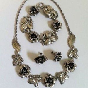 VINTAGE STERLING SILVER NECKLACE BRACELET SET